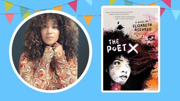 Image of Acevedo and her book cover for Poet X