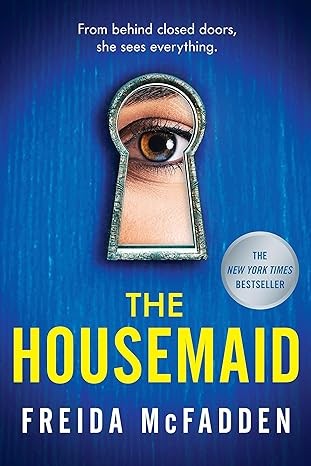 book cover image blue with a woman's eye peeking through a keyhole