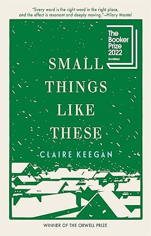 green book cover with white writing of small things like these