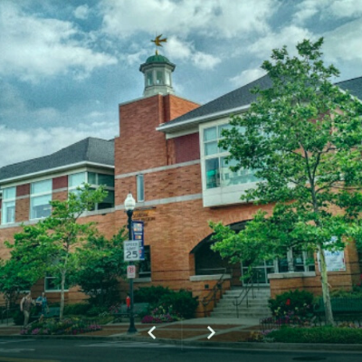 Front facade of Schlow Library in downtown State College, PA