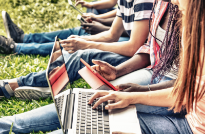 Teens on laptops