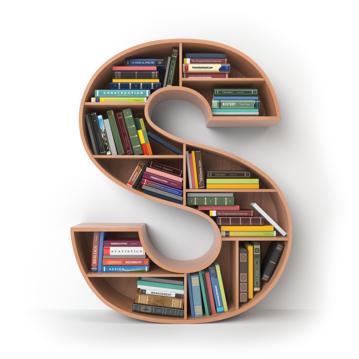 S shaped book shelf