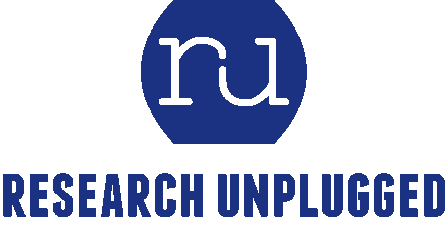 Letters RU in oval with Research Unplugged below 