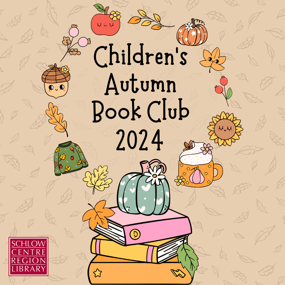 Cute autumn imagery encircles the text "Children's Autumn Book Club 2024"