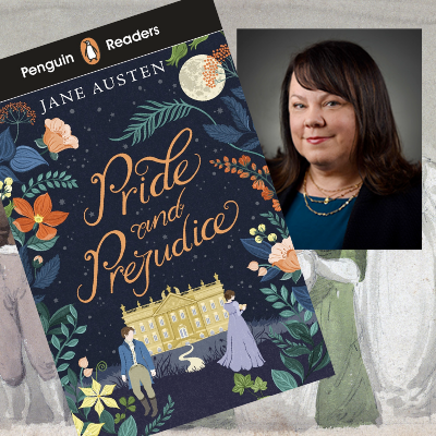 Image of Dr. Theresa Kenney and a book cover of Pride and Prejudice by Jane Austen