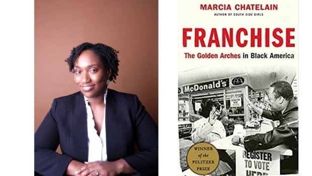 Image of author Marcia Chatelain and her book cover for Franchise