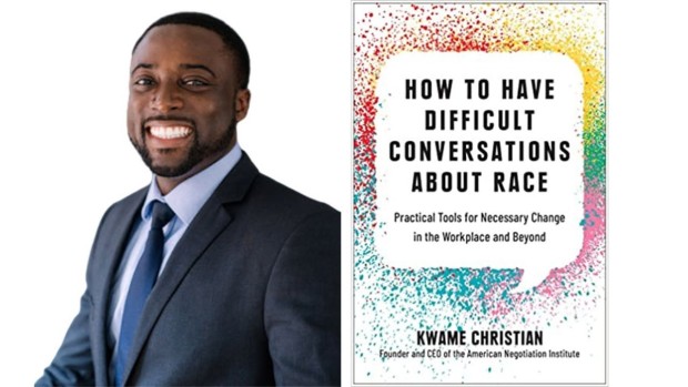 Picture of Kwame Christian and his book cover