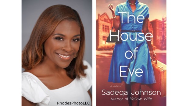 Image of Sadeqa Johnson and her book cover for the House of Eve