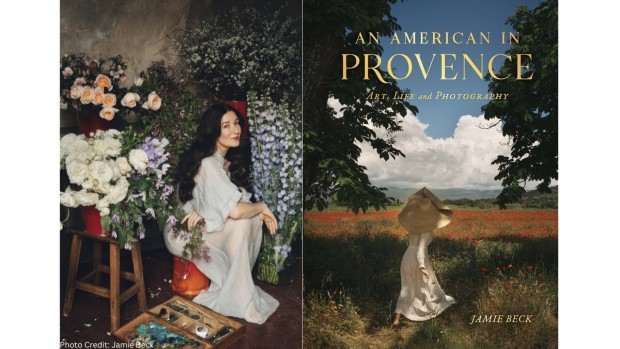 Image of photographer, Beck, and her book cover An American in Provence