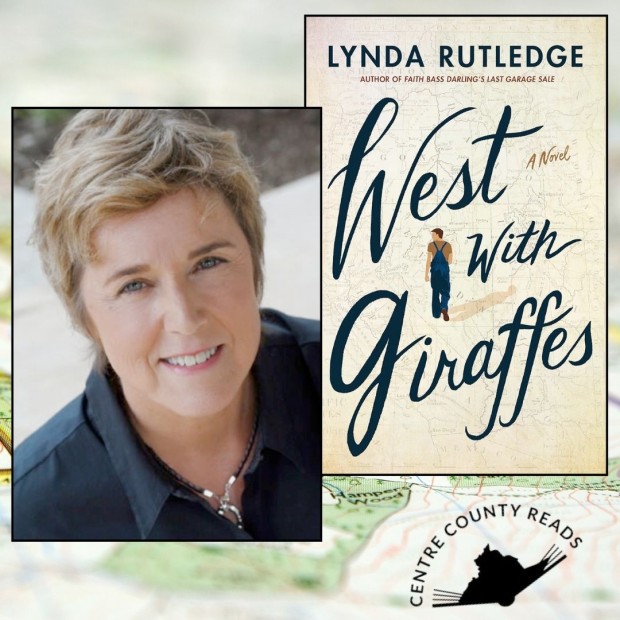 Image of author Lynda Rutledge and her book cover for West With Giraffes