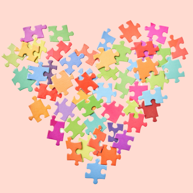 heart shape made of puzzle pieces