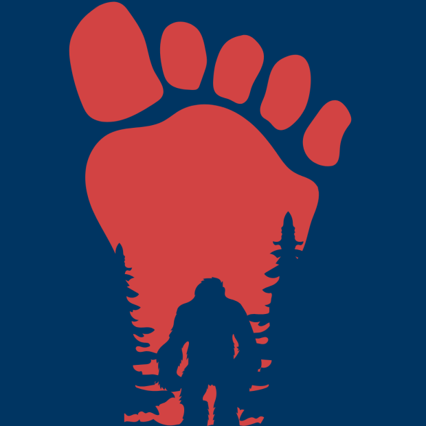 bigfoot inside a large footprint