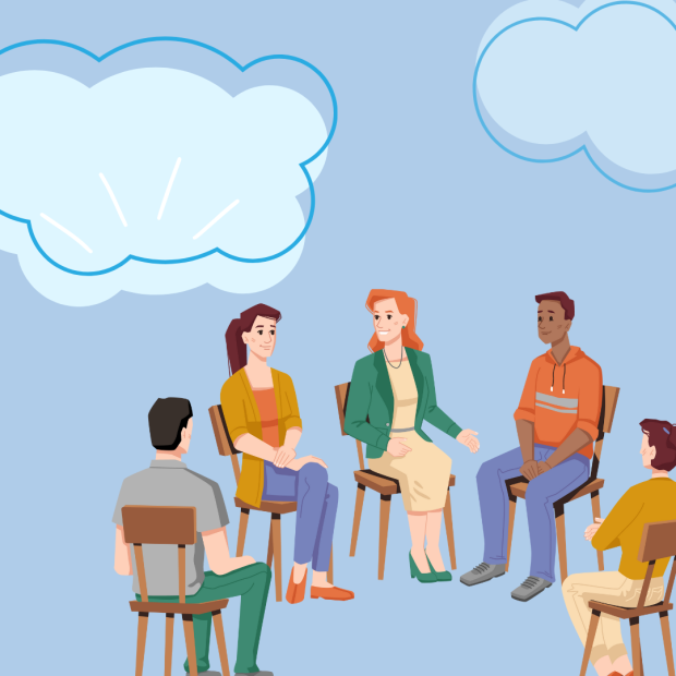 An image of a diverse group of people talking
