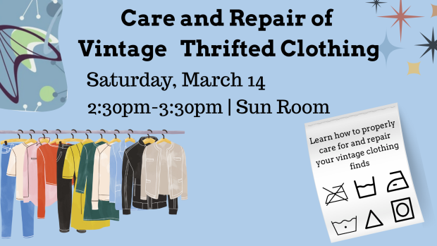 Clothes hanging on rack and laundry label icons