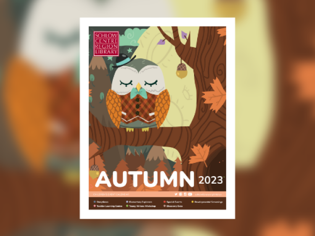 Children's 2023 Autumn Calendar cover on blurry background