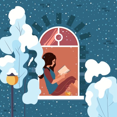 Woman reading in a window