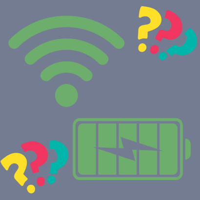 Image of power icon and a wi-fi icon with question marks