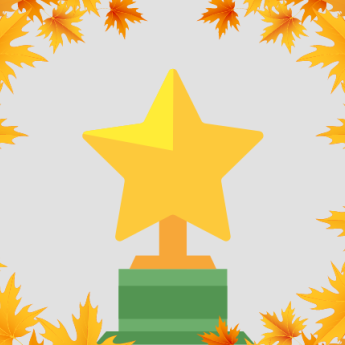 A Star award is pictured centered among a border of autumn leaves