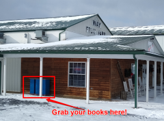 Book Lockers at Way Fruit Farm, shown on the side of the building, facing Route 550.